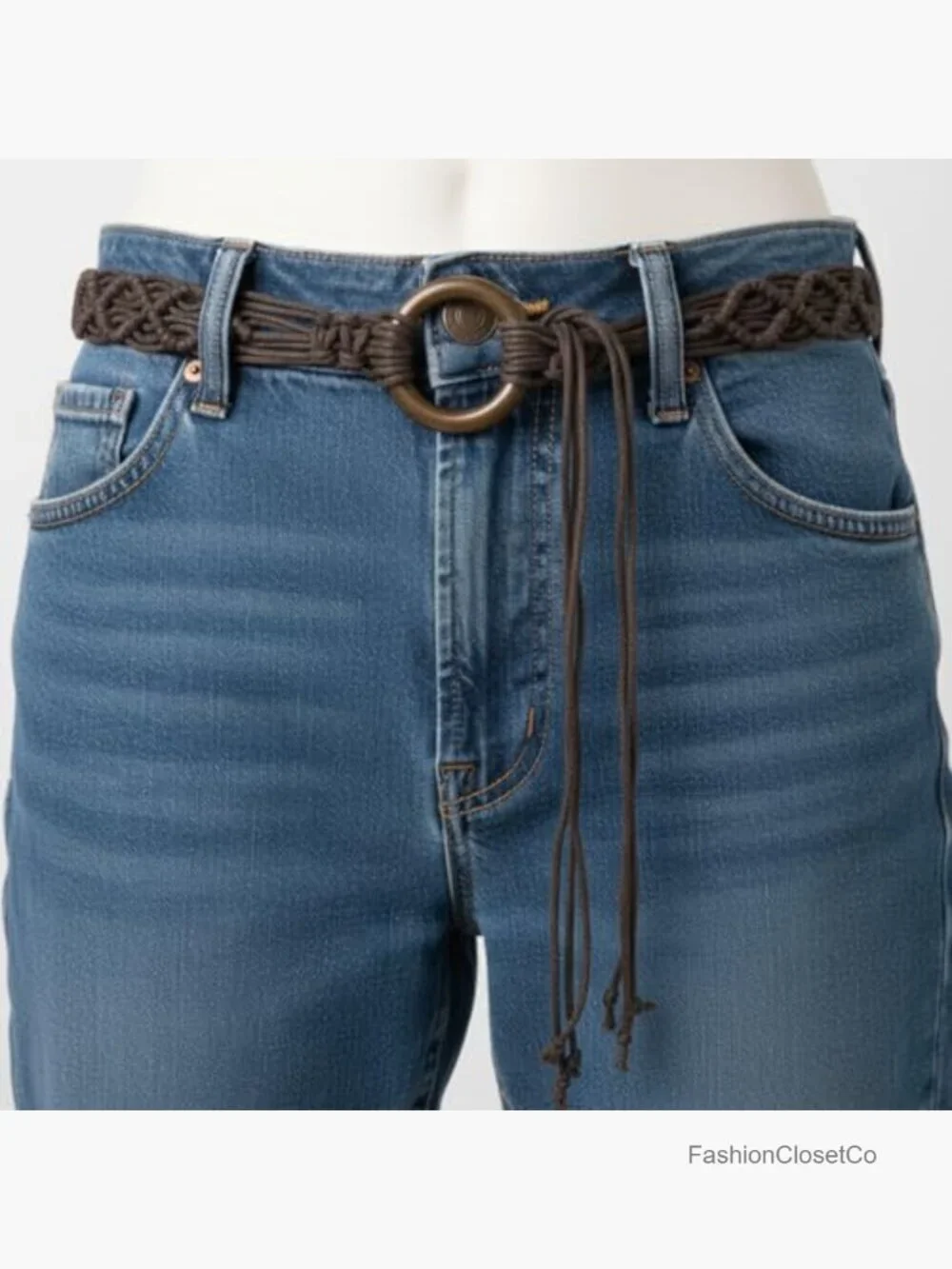 Boho Woven Braided Belt - Tassel Rope Waist Belt for Dresses